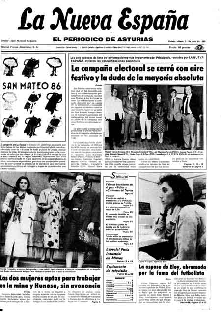 Portada Sábado 21 de  de 1986