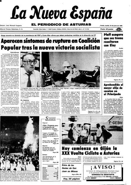 Portada Martes 24 de  de 1986