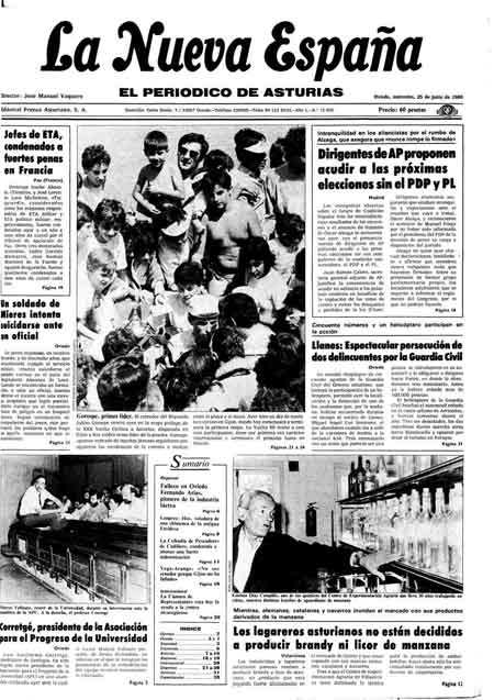 Portada Miércoles 25 de  de 1986
