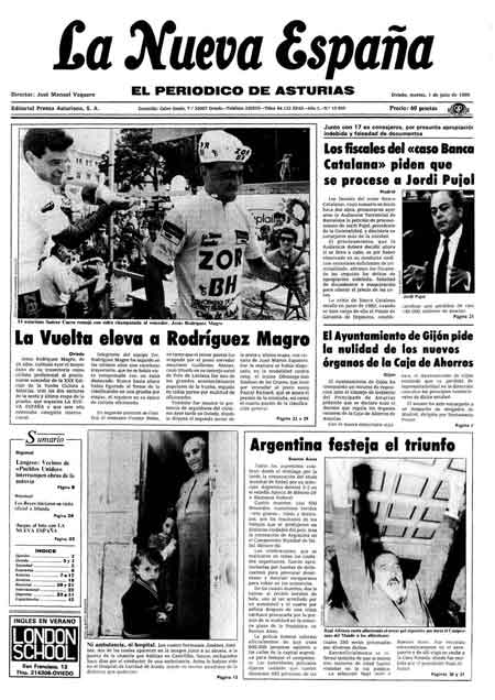 Portada Martes 1 de  de 1986