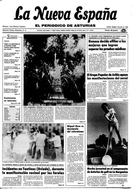 Portada Sábado 5 de  de 1986