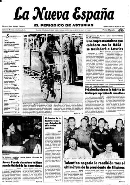 Portada Martes 8 de  de 1986