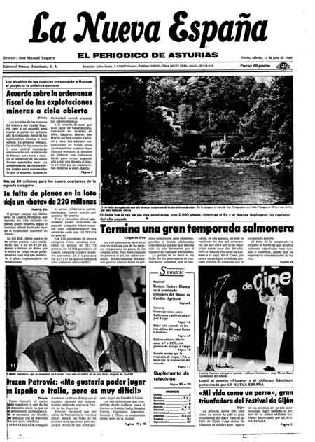 Portada Sábado 12 de  de 1986