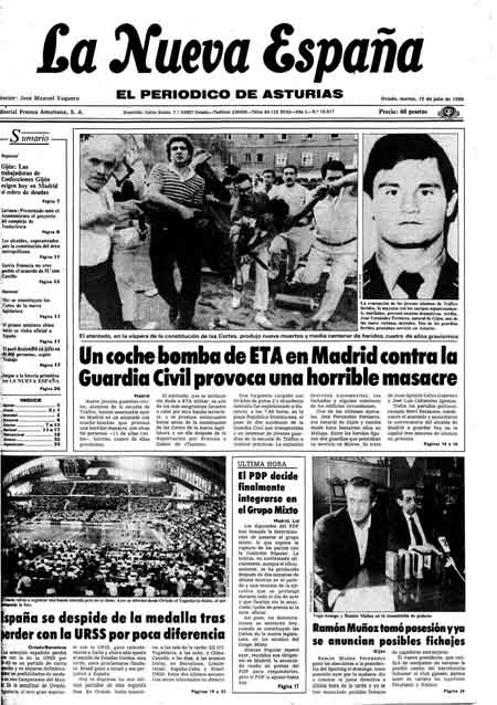 Portada Martes 15 de  de 1986