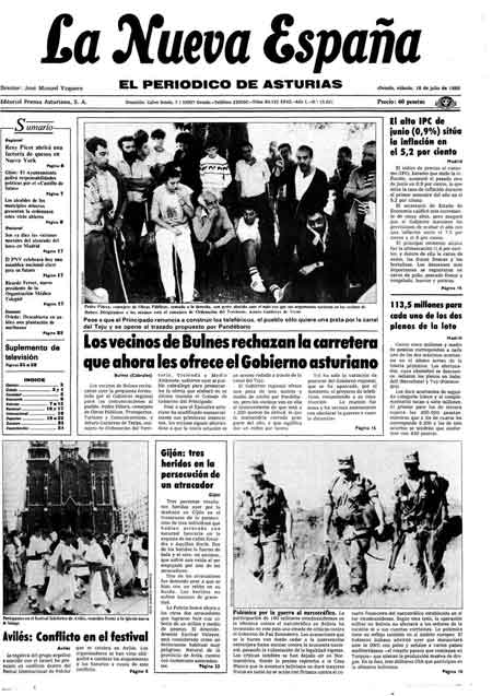 Portada Sábado 19 de  de 1986