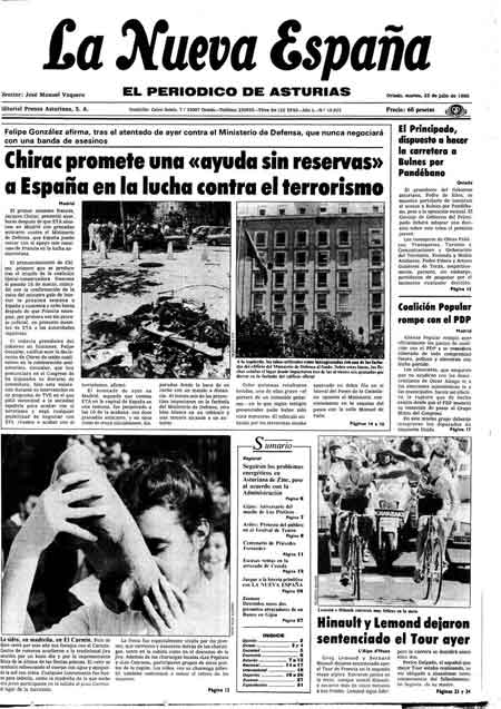 Portada Martes 22 de  de 1986