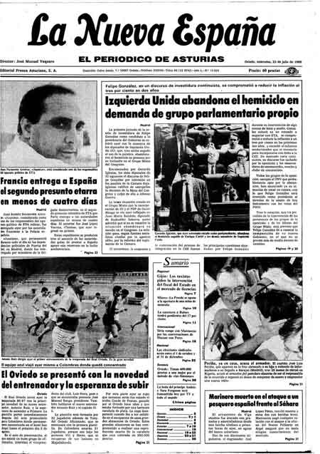 Portada Miércoles 23 de  de 1986