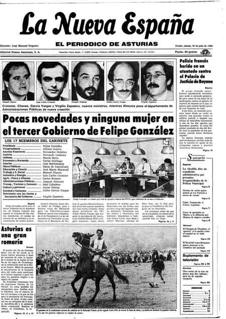 Portada Sábado 26 de  de 1986