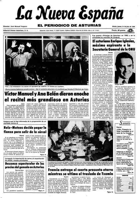 Portada Jueves 31 de  de 1986