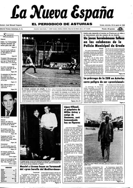 Portada Miércoles 20 de  de 1986