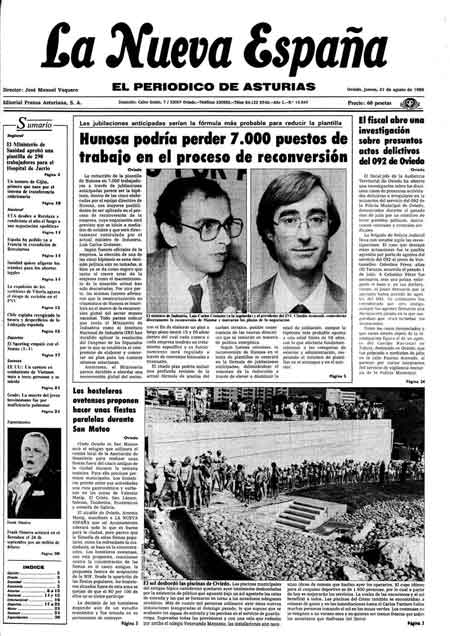 Portada Jueves 21 de  de 1986