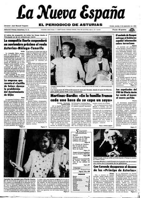Portada Martes 2 de  de 1986