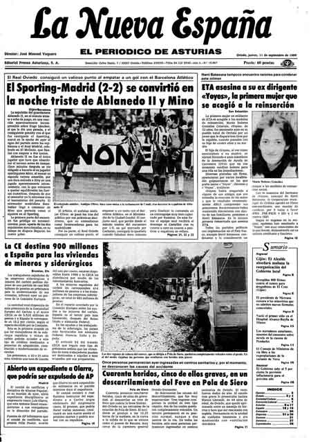 Portada Jueves 11 de  de 1986