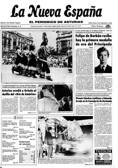 Portada Sábado 20 de  de 1986