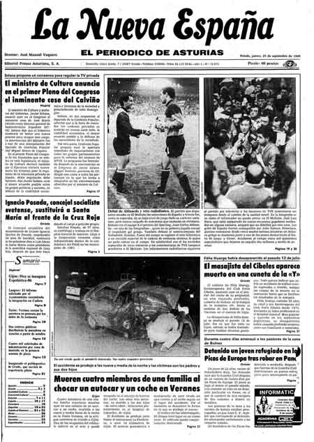 Portada Jueves 25 de  de 1986