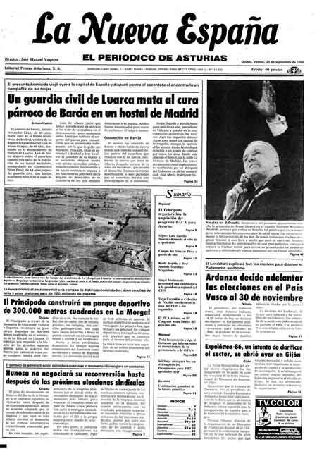 Portada Viernes 26 de  de 1986