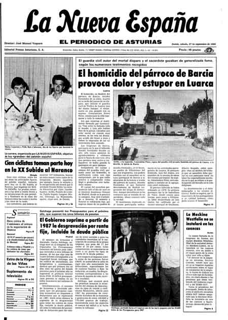 Portada Sábado 27 de  de 1986