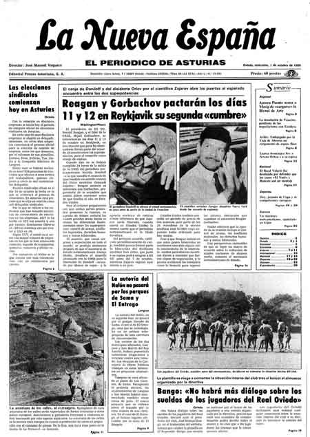 Portada Miércoles 1 de Octubre de 1986