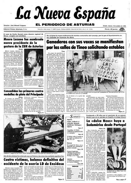 Portada Viernes 3 de Octubre de 1986
