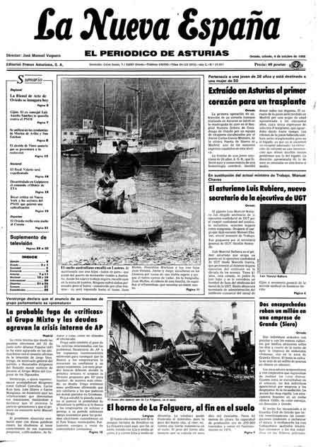Portada Sábado 4 de Octubre de 1986