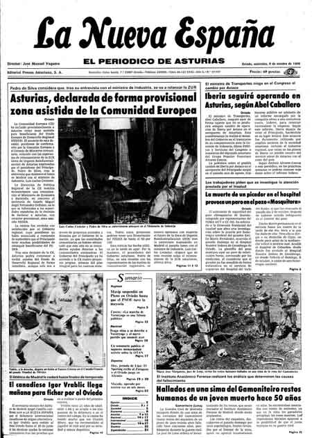 Portada Miércoles 8 de Octubre de 1986