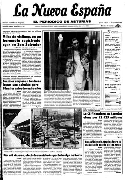 Portada Sábado 11 de Octubre de 1986