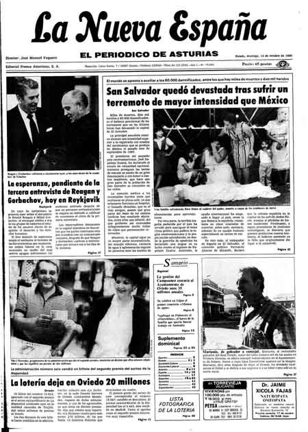 Portada Domingo 12 de Octubre de 1986