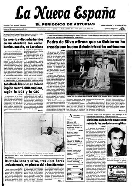 Portada Miércoles 15 de Octubre de 1986