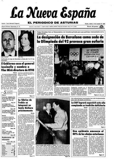 Portada Sábado 18 de Octubre de 1986