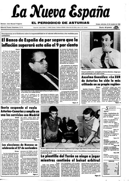 Portada Miércoles 22 de Octubre de 1986