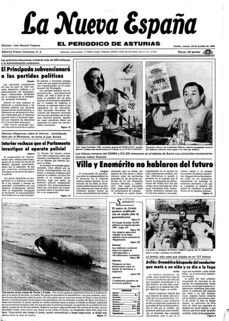 Portada Viernes 24 de Octubre de 1986