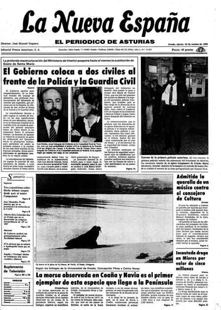 Portada Sábado 25 de Octubre de 1986