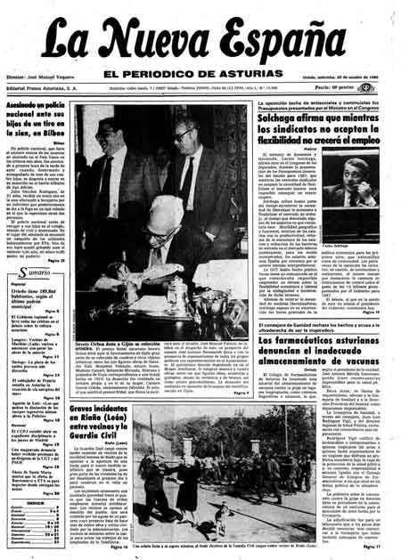 Portada Miércoles 29 de Octubre de 1986
