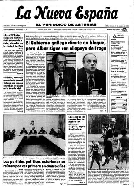 Portada Viernes 31 de Octubre de 1986