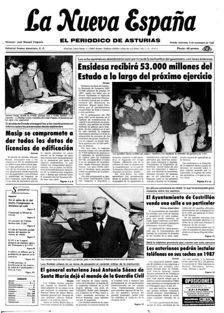 Portada Miércoles 5 de Noviembre de 1986