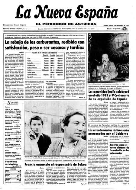 Portada Sábado 8 de Noviembre de 1986