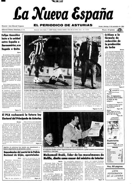 Portada Domingo 9 de Noviembre de 1986