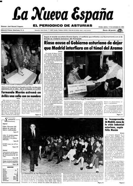 Portada Martes 11 de Noviembre de 1986