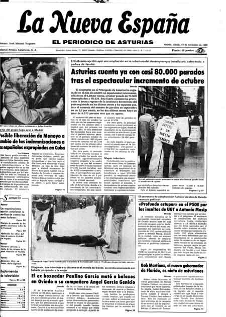 Portada Sábado 15 de Noviembre de 1986
