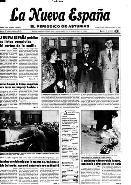 Portada Martes 18 de Noviembre de 1986