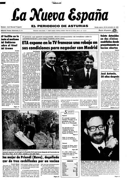 Portada Jueves 20 de Noviembre de 1986