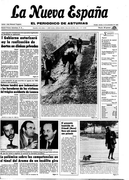 Portada Viernes 21 de Noviembre de 1986