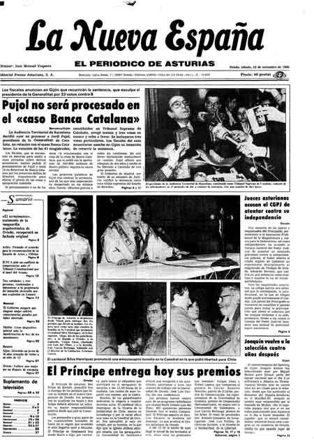 Portada Sábado 22 de Noviembre de 1986