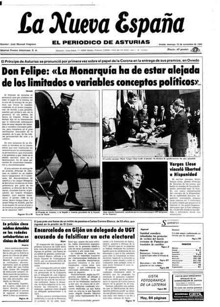 Portada Domingo 23 de Noviembre de 1986