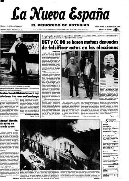 Portada Martes 25 de Noviembre de 1986