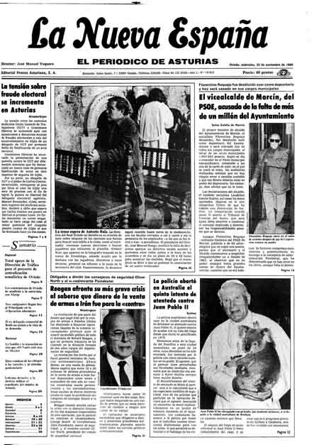 Portada Miércoles 26 de Noviembre de 1986