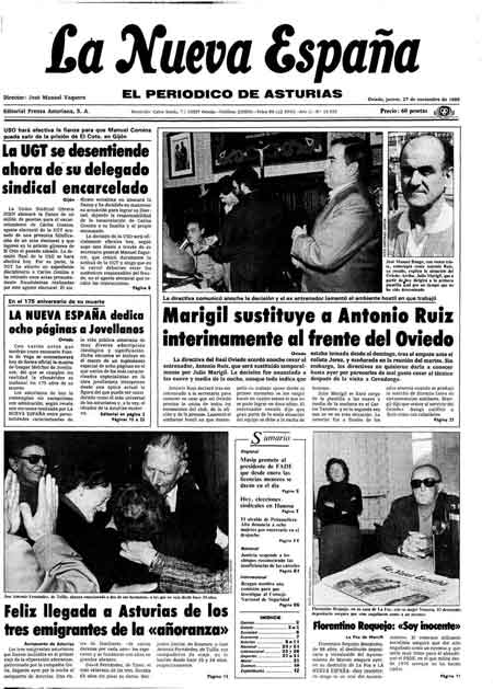 Portada Jueves 27 de Noviembre de 1986