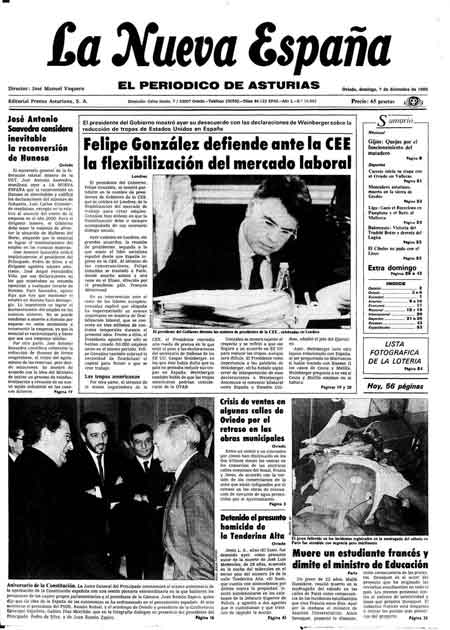 Portada Domingo 7 de Diciembre de 1986