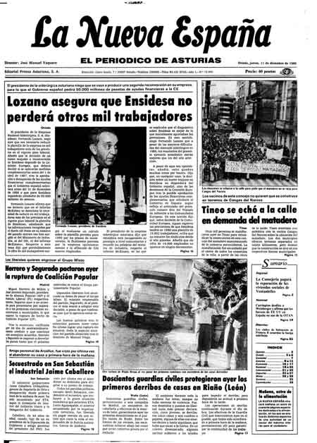 Portada Jueves 11 de Diciembre de 1986