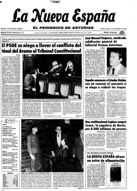 Portada Viernes 12 de Diciembre de 1986